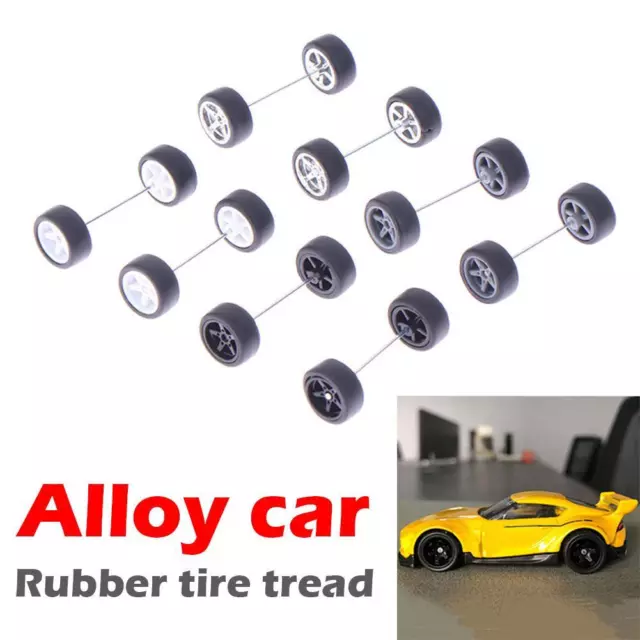 1Set DIY Racing Vehicle Toys 1:64 Car Wheels Rubber Tire With Wheel Axle Mode✨s