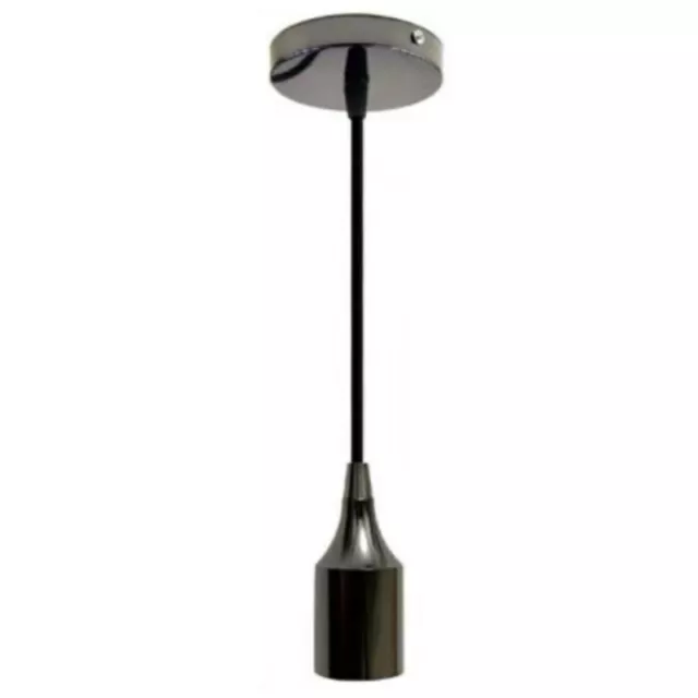 Portalampada Lampadario Sospensione Soffitto Pendente Vintage 2Mt Jd02 Nero