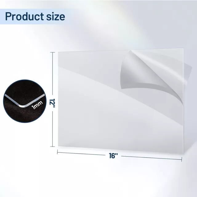 5 Pack 12”x16” x0.04” Clear PET/Plexiglass Sheet Transparent Flexible Plastic