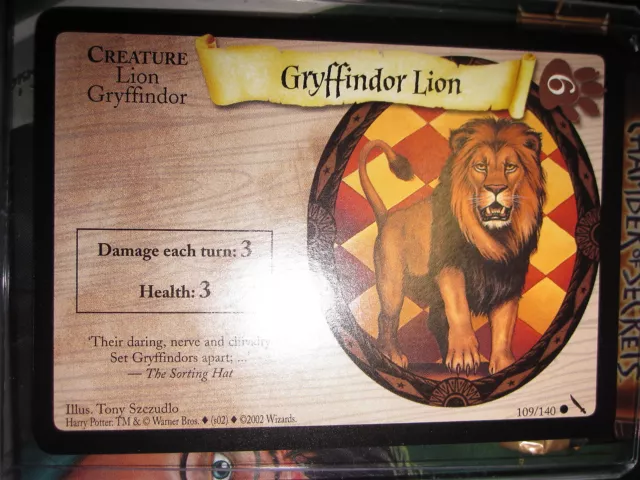 Harry Potter Tcg Game Card Chamber Of Secrets Gryffindor Lion 109/140 Com Mint