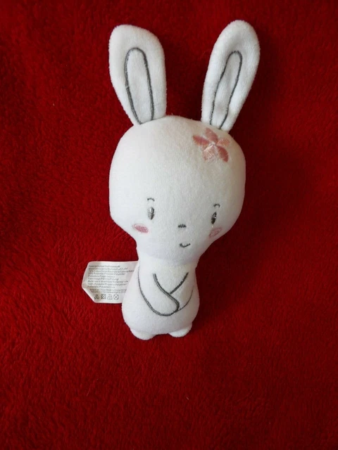 Doudou Peluche Lapin Blanc Joue Rose Pat & Ripaton