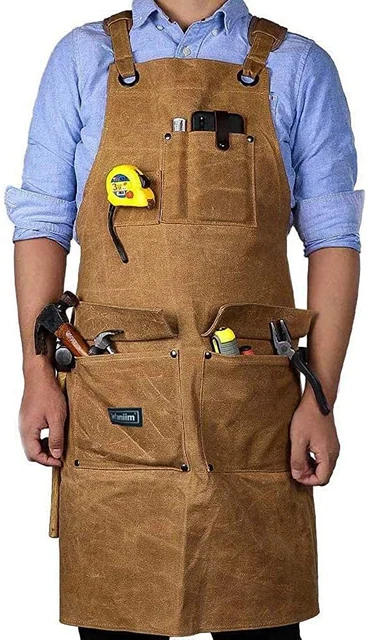 Work Apron Waxed Canvas Heavy Duty Woodworking Work Shop Adjustable S M L XL XXL