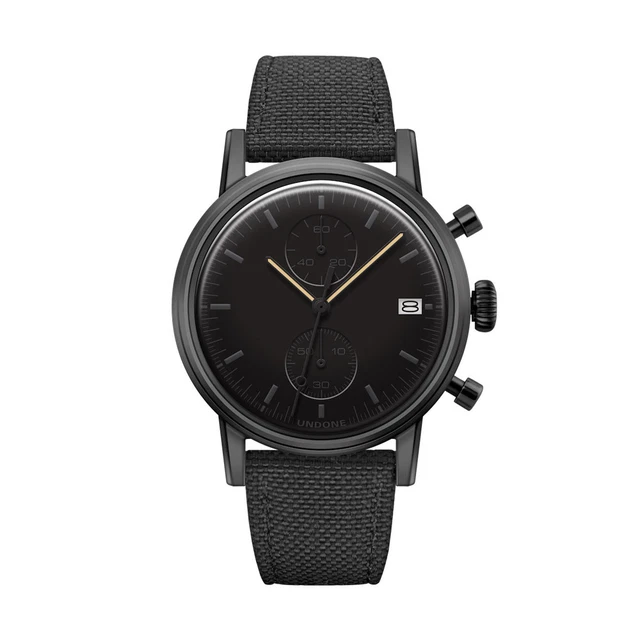Undone Calavera Cronografo Ibrido Quarzo Meccanico Acciaio Nero Fluorescente Cordura Orologio Unisex