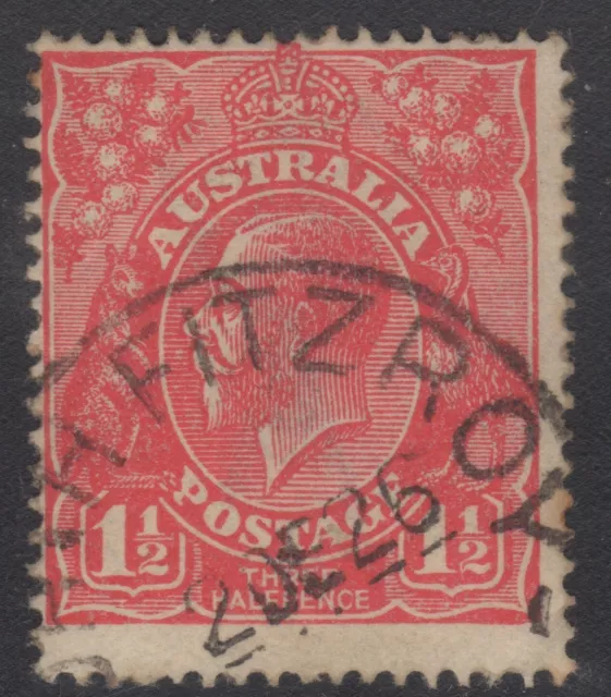 Australia KGV 1½d red SW, “NORTH FITZROY” Victoria pmk