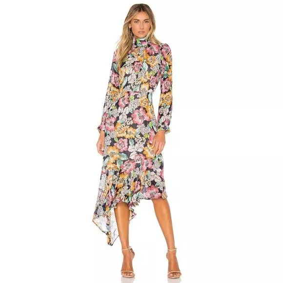 NWT Rachel Pally X REVOLVE Birdie Floral Midi Long Sleeve Mock Neck Dress XS