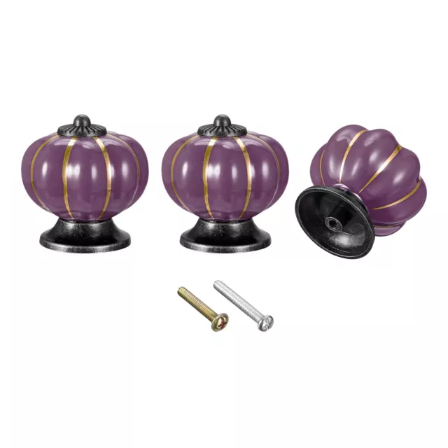 Tiradores de Cajón de Cerámica, Pomos de Forma de Calabaza 40x40mm, Púrpura 6uds