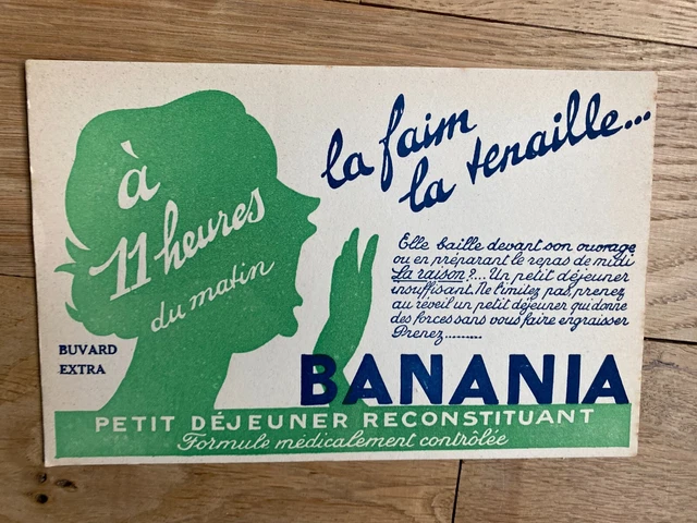 Buvard femme VERT la faim la tenaille BANANIA TTB circa 1960