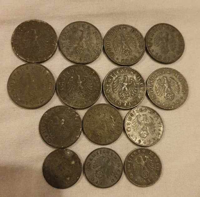 Job Lot Of Ww2 German Pfennig Coins