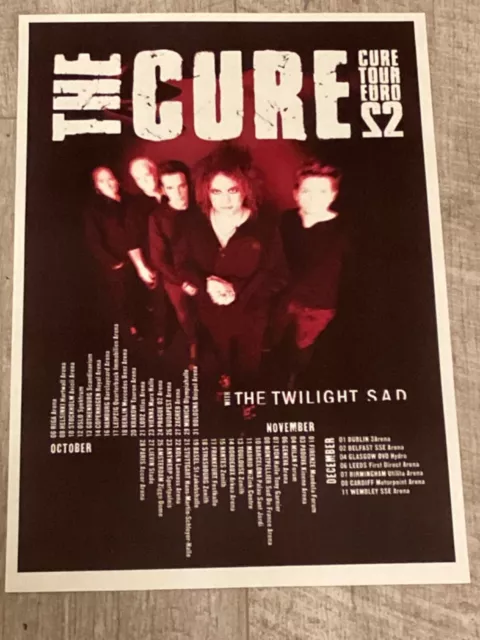 The Cure -Eu/UK tour 2022 Glasgow, Leeds, Cardiff, London etc concert gig poster