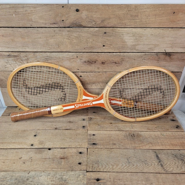 Raquette Tennis Bois Antique Spalding Genève – Avec Presse