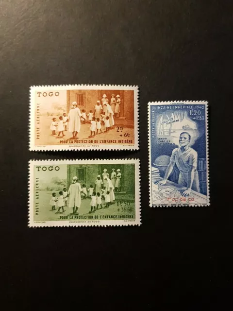 Timbre France Colonie Togo Poste Aérienne Pa N°6/8 Neuf ** Luxe Mnh 1942
