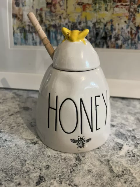 Rae Dunn White Honeypot Honey Bumble Bee Artisan Collection by Magenta