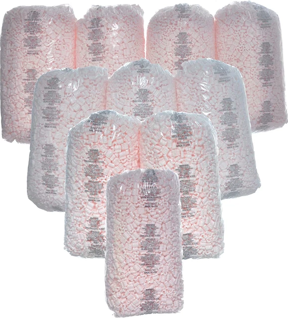 Bubblefast Brand 21 Cu. Ft. (135 Gallons) Pink anti Static Packing Peanuts Popco