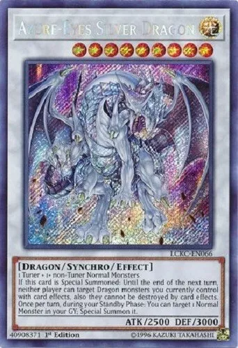 Yugioh - Azure Eyes Silver Dragon - 1st Edition Secret Rare NM - Free Holo Card