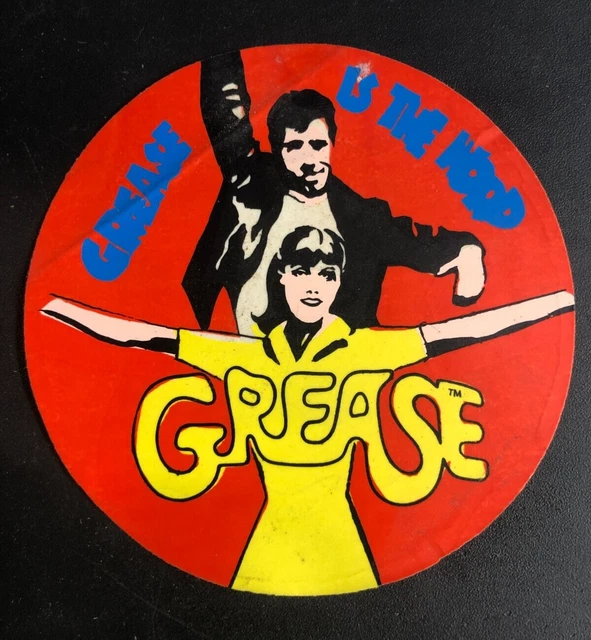 OLIVIA NEWTON JOHN / TRAVOLTA 1970's GREASE IS THE WORD Vintage STICKER