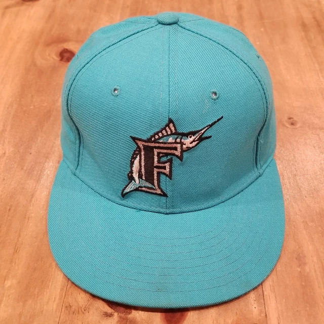 Vintage Miami Florida Matlins Hat Cap New Era Size 6 7/8 Blue Diamond Collection