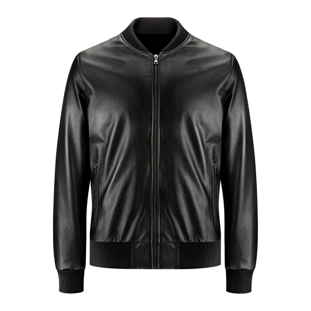 Veste En Cuir Homme Made In Italy - Taille IT 54 - Marron Cuir - Neuf Avec étiquettes