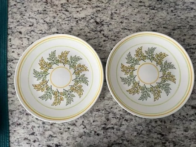 Vintage Taylor Smith & Taylor Ironstone Dinner Plate Mint Leaves Set Of 2