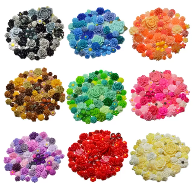 MIX/SET of RESIN Flatback Flower Rose Cabochon Craft Embellishments Decoden Gems