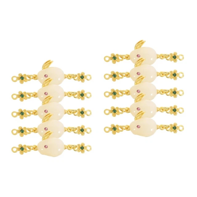 10 Pcs Jade-Kaninchen-Anhänger Schmuck DIY Zubehör Alluviales Gold