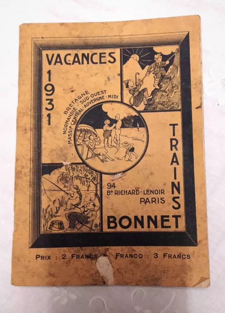 1931 ancien livret guide vacances office de tourisme des trains bonnet