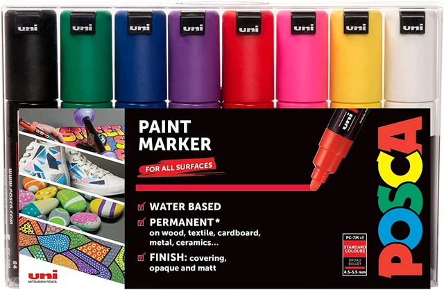 Plumas marcadoras de pintura creativas POSCA PC-7M para madera, roca, tela, vidrio, metal, Se