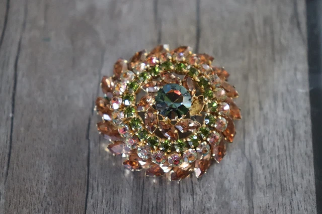 Broche Ancienne En Métal Doré Bombé - Style Art Déco - Occasion, Tige à Redresser
