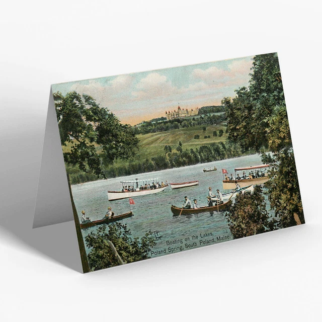 GRÜSSKARTE - Vintage Maine USA - Bootfahren auf den Seen, Polen Frühling