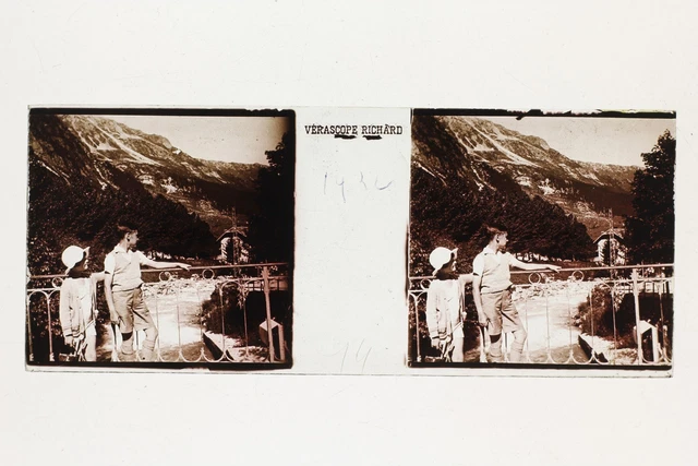 Montagne 1932 France Photo Plaque de verre stéréo #G