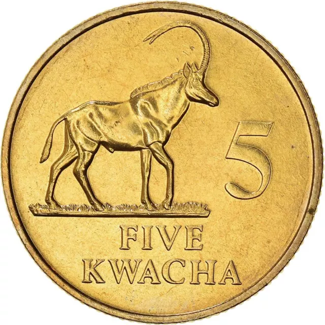 Zambia 5 Kwacha Coin | Sable Antelope | 1992