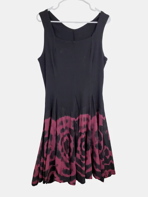 Luna Luz Womens Black Pink Tie Dye Lagenlook Tuck Fit & Flare Dress Size 23