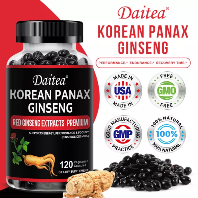 Red Korean Ginseng Capsules (10% Ginsenosides) Strongest and Best Value