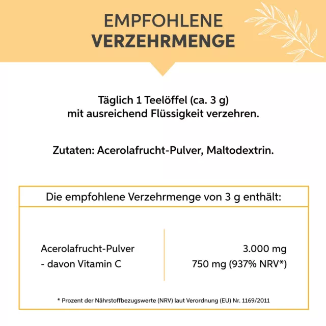 Acerola Pulver | in Rohkost-Qualität mit 25% Vitamin C | Acerola Kirsche Extrakt 3