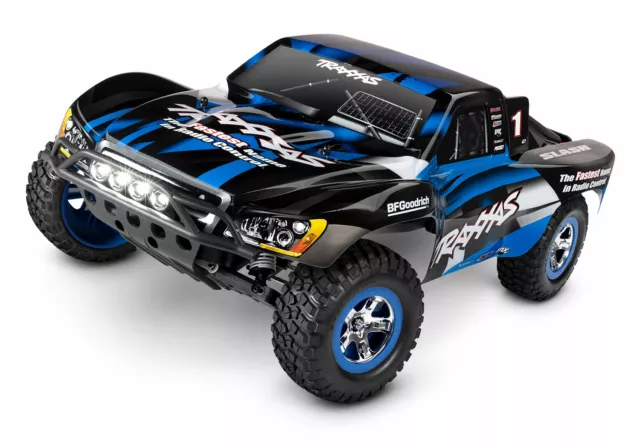 Traxxas Slash blau RTR mit Akku +LED-Licht 58034-61 Short Course Truck SCT