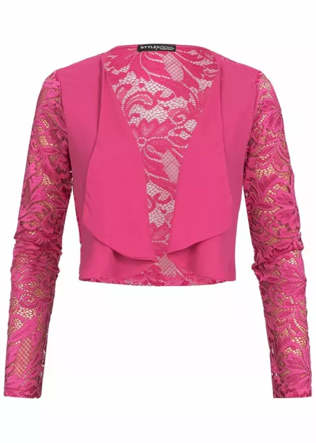 Violet Damen Weste Chiffon Bolero Spitze fuchsia pink N18057535