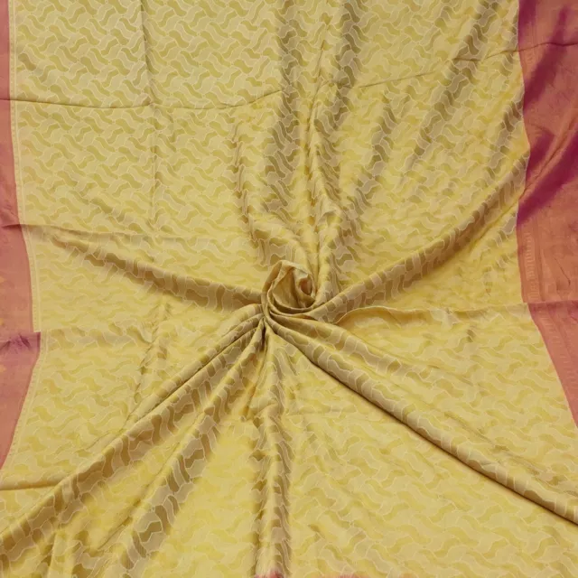 Vintage Golden Color Dual Tone 100%Pure Silk Sari Remnant 5YD Craft Fabric Scrap