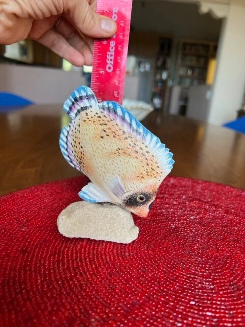 Hand Carved Hand Painted Wood Tropical Fish on Coral Base