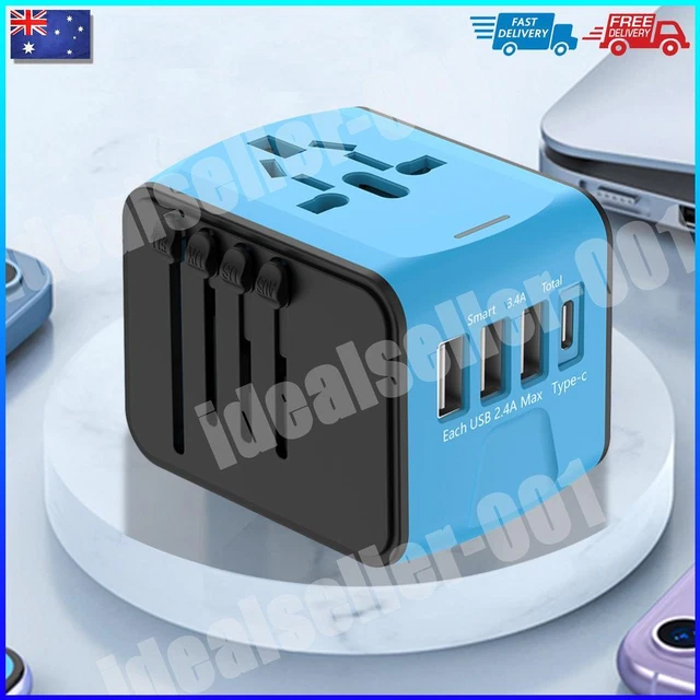 - Outlet Adapter 3 USB and 1 Type C Ports AC Power Plug Adapter for AU UK EU US