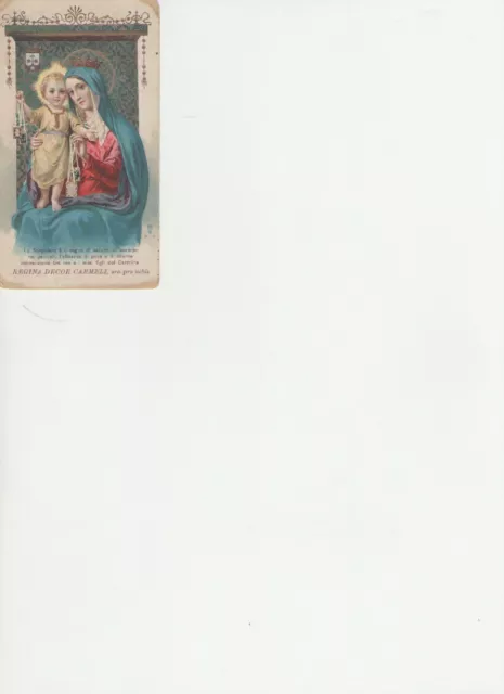 Madonna Regina decor Carmeli holy card dep. n. 10 Tip. S. Lega E. Milano