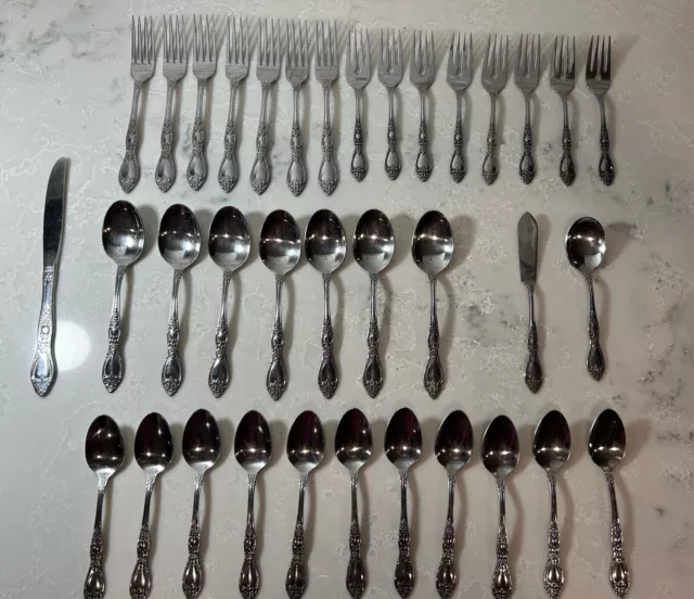 36 Pieces Huntington Pattern Stainless Flatware Oneida Ltd Wm A Rogers Deluxe