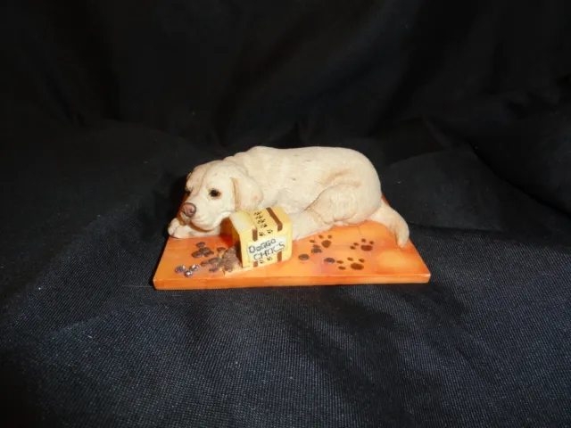 Labrador Retriever Figurine Yellow Lab w Chocolate Drops Country Artists 4x1.5"