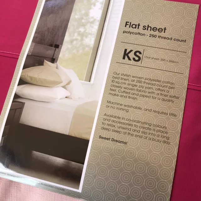 BRAND NEW Flat Sheet Kings Single Bed KSB Pink Essentials Target Cotton Blend 2