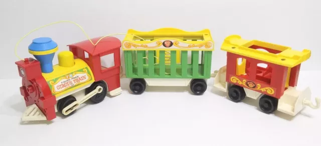 Vintage 1973 Fisher Price #991 Little People Circus Train Engine Set of 3