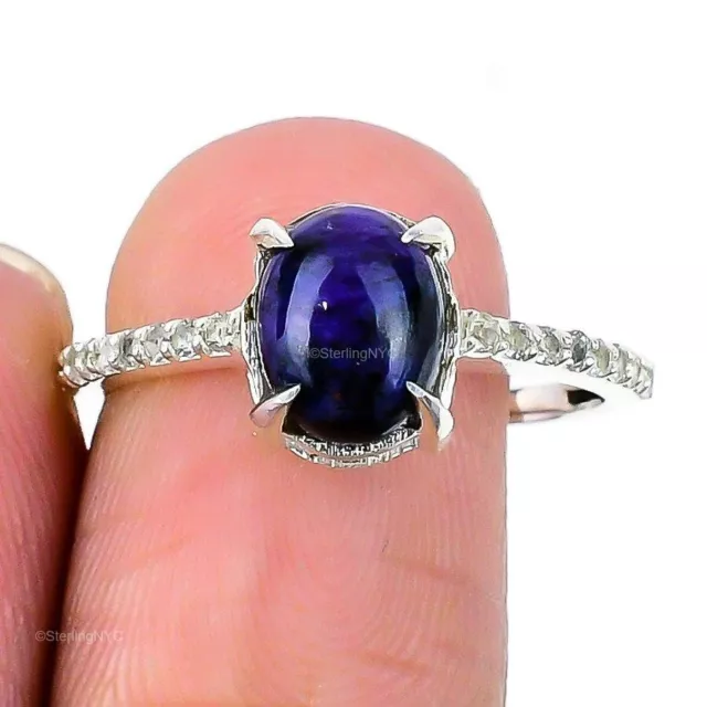 Gift For Women Statement Ring Size 10 925 Silver Natural Sodalite Gemstone