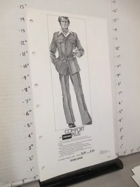 HAGGAR 1976 MEN'S clothing sales ad sheet COMFORT PLUS leisure suit P19 ...