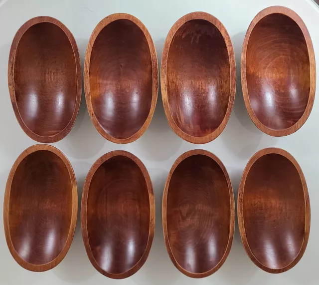 Vintage 11pc Set Teak Baribocraft Oblong Oval Salad Bowl Set Wooden Boho MCM 3