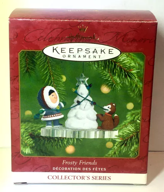 HALLMARK Keepsake 2001 FROSTY FRIENDS Christmas Ornament KOCC REPAINT Colorway 2