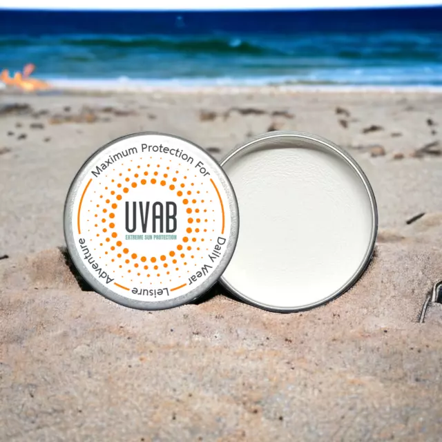 UVAB Zinc Sunblock: 15ml Travel Size Tin. White Opaque Total Sun Block. BBD 2025