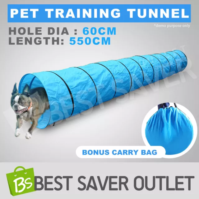 5.5M Long Pet Dog Agility Training Exercise Tunnel Chute & Carry Bag Waterproof