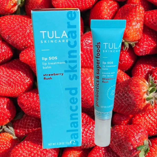 Lip Balm Treatment Tula Skincare SOS Strawberry Flush .28oz 8g Full Size
